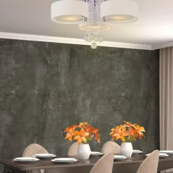 Cheap Abażurowa lampa sufitowa z kryształkami LP-991/3C WH GAMBELA | Kaja Żyrandole Nowoczesne