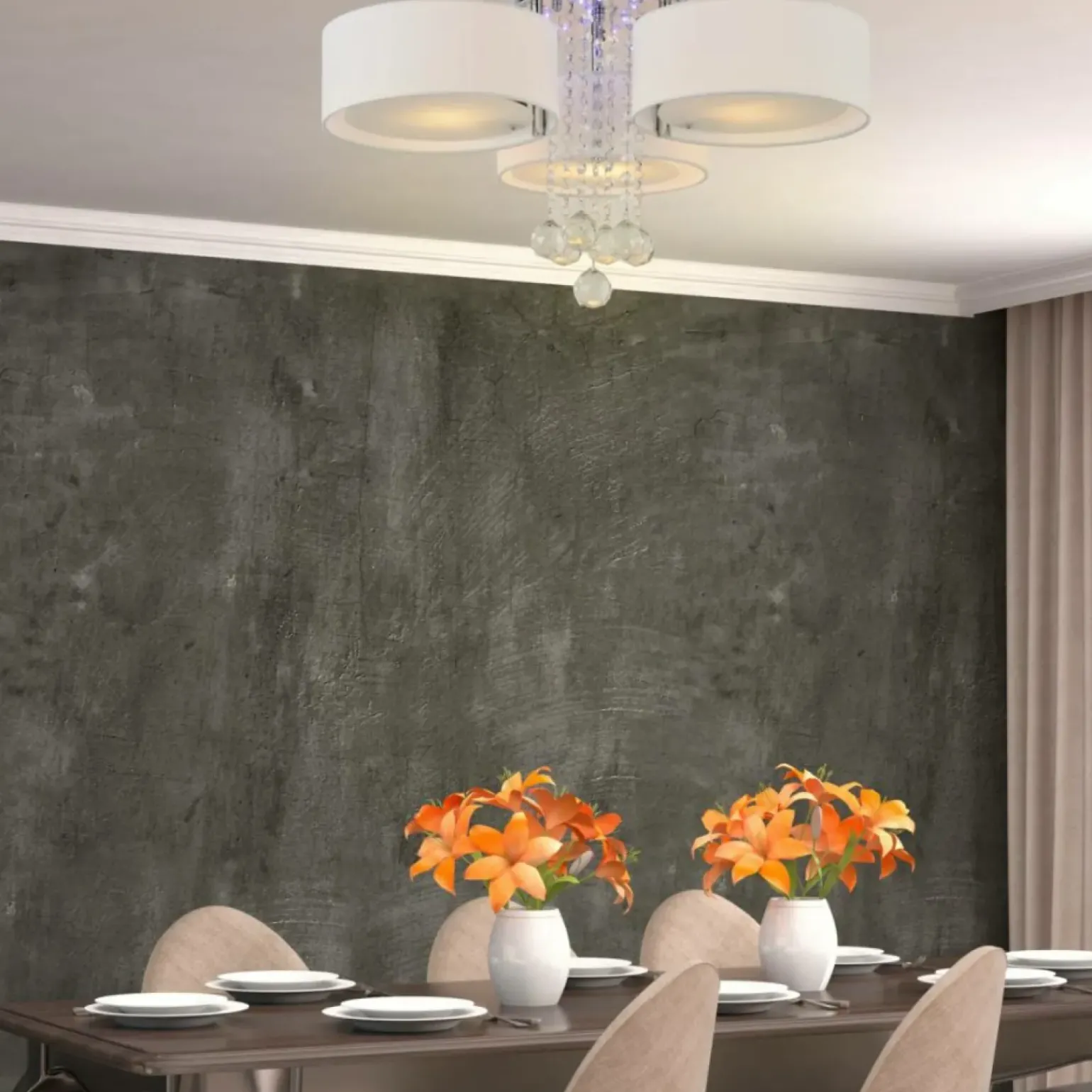 Cheap Abażurowa lampa sufitowa z kryształkami LP-991/3C WH GAMBELA | Kaja Żyrandole Nowoczesne