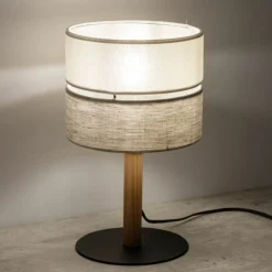 Sklep Kaja Abażurowa lampka stołowa w stylu naturalnym TK 5596 z serii ECO | Kaja