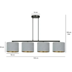 Clearance Abażurowy żyrandol idealny nad stół w salonie 1050/4 HILDE | Kaja Żyrandole Nowoczesne