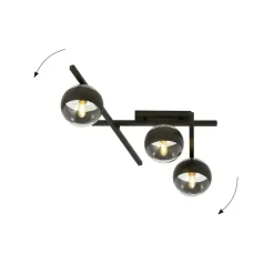 New Asymetryczna, czarna lampa sufitowa do holu 1105/3 SMART | Kaja Żyrandole Nowoczesne