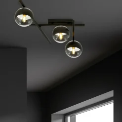 New Asymetryczna, czarna lampa sufitowa do holu 1105/3 SMART | Kaja Żyrandole Nowoczesne