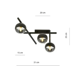 New Asymetryczna, czarna lampa sufitowa do holu 1105/3 SMART | Kaja Żyrandole Nowoczesne
