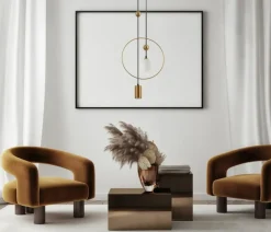 Best Asymetryczna, dekoracyjna lampa wisząca PND-428892-BRO z serii TROSTI Żyrandole Nowoczesne