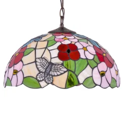 Sklep Kaja Barwna lampa wisząca do salonu, witraż K-P161386 z serii BUTTERFLY