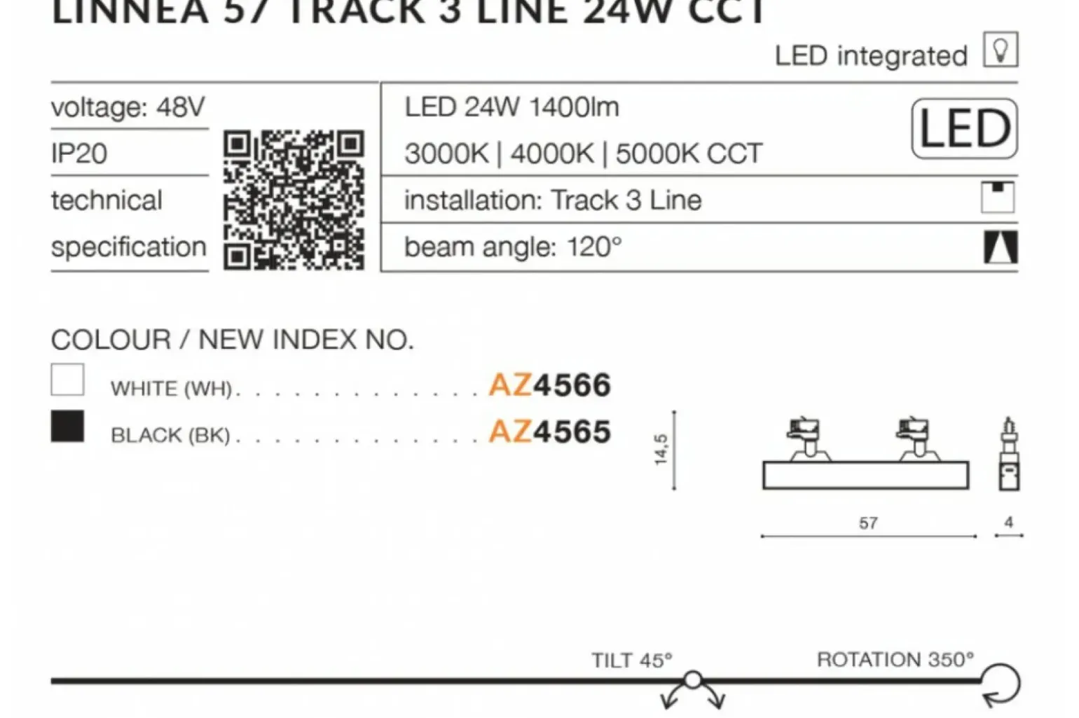 Sklep Kaja Biała głowica LED do szyny 3-fazowej AZ4566 LINNEA | Kaja Oświetlenie