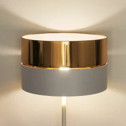 Sklep Kaja Biała lampa podłogowa z biało-złotym abażurem TK 5074 z serii HILTON