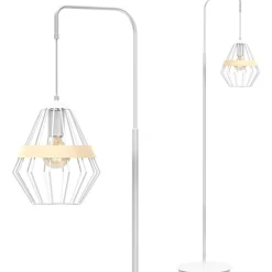 Sklep Kaja Biała lampa podłogowa z drucianym kloszem MLP5522 z serii CLIFF | Kaja Oświetlen