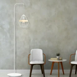 Sklep Kaja Biała lampa podłogowa z drucianym kloszem MLP5522 z serii CLIFF | Kaja Oświetlen