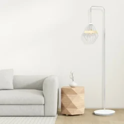 Sklep Kaja Biała lampa podłogowa z drucianym kloszem MLP5522 z serii CLIFF | Kaja Oświetlen