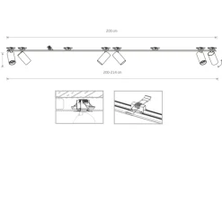 Sklep Kaja Biała lampa podtynkowa z sześcioma reflektorami 7687 | Kaja