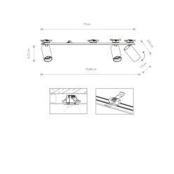 Sklep Kaja Biała lampa podtynkowa, z trzema reflektorami 7830 | Kaja Oświetlenie
