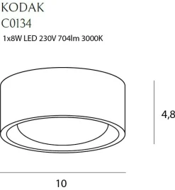 Sklep Kaja Biała lampa sufitowa o średnicy 10cm MX C0134 KODAK | Kaja Oświetlenie