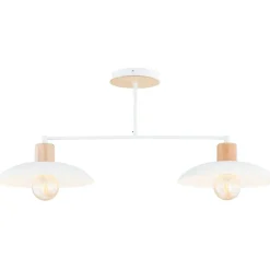 Clearance Biała lampa sufitowa z dodatkiem drewna 1319/2 KOBE | Kaja Oświetlenie Żyrandole Nowoczesne