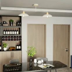 Clearance Biała lampa sufitowa z dodatkiem drewna 1319/2 KOBE | Kaja Oświetlenie Żyrandole Nowoczesne