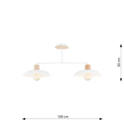 Clearance Biała lampa sufitowa z dodatkiem drewna 1319/2 KOBE | Kaja Oświetlenie Żyrandole Nowoczesne