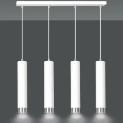 Best Sale Biała lampa wisząca na listwie 4 źródła światła 641/4 | Kaja Żyrandole Nowoczesne