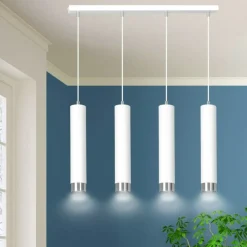 Best Sale Biała lampa wisząca na listwie 4 źródła światła 641/4 | Kaja Żyrandole Nowoczesne
