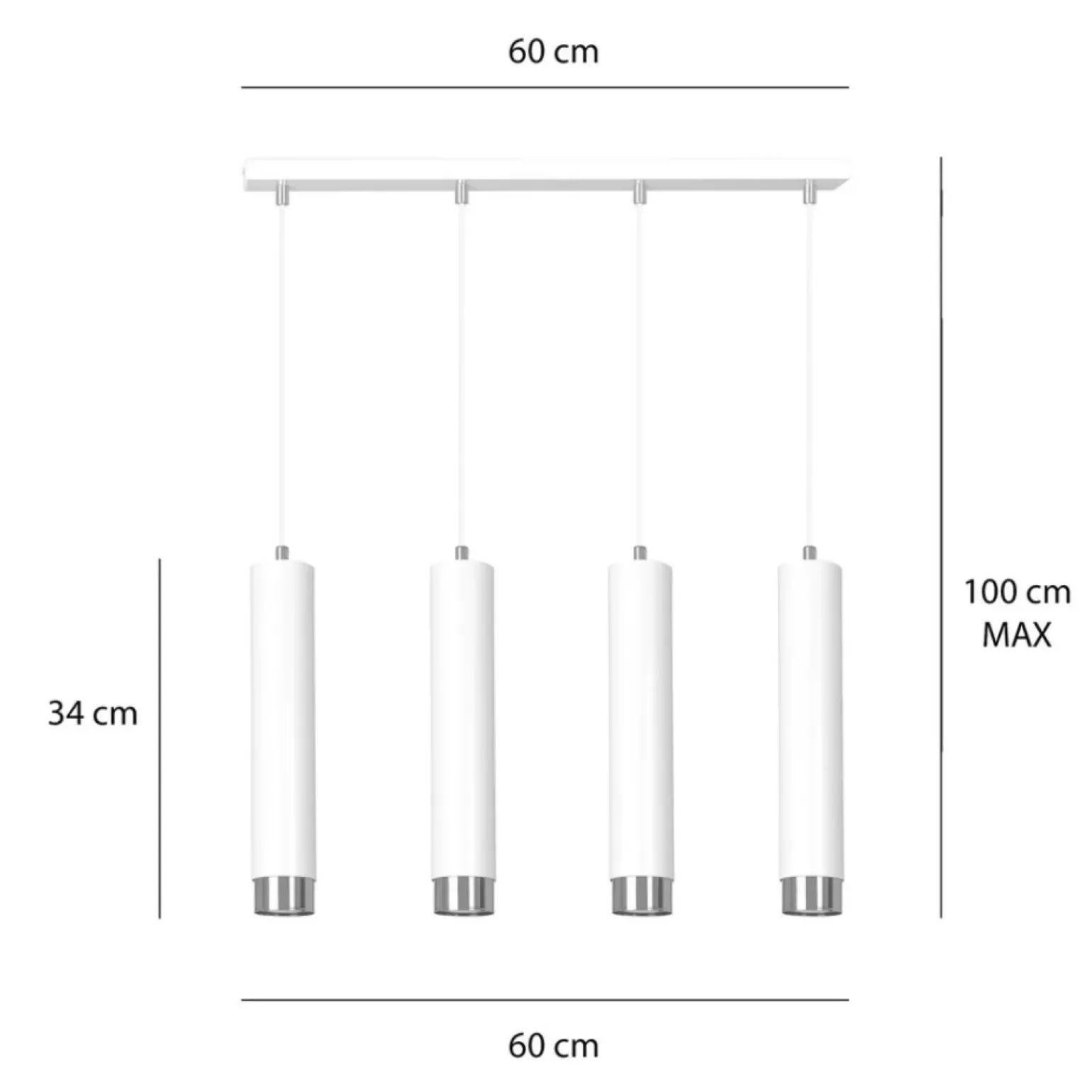 Best Sale Biała lampa wisząca na listwie 4 źródła światła 641/4 | Kaja Żyrandole Nowoczesne