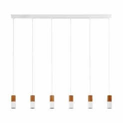 Shop Biała lampa wisząca z 6 tubami z drewna TK 6308 ELIT | Kaja Żyrandole Nowoczesne