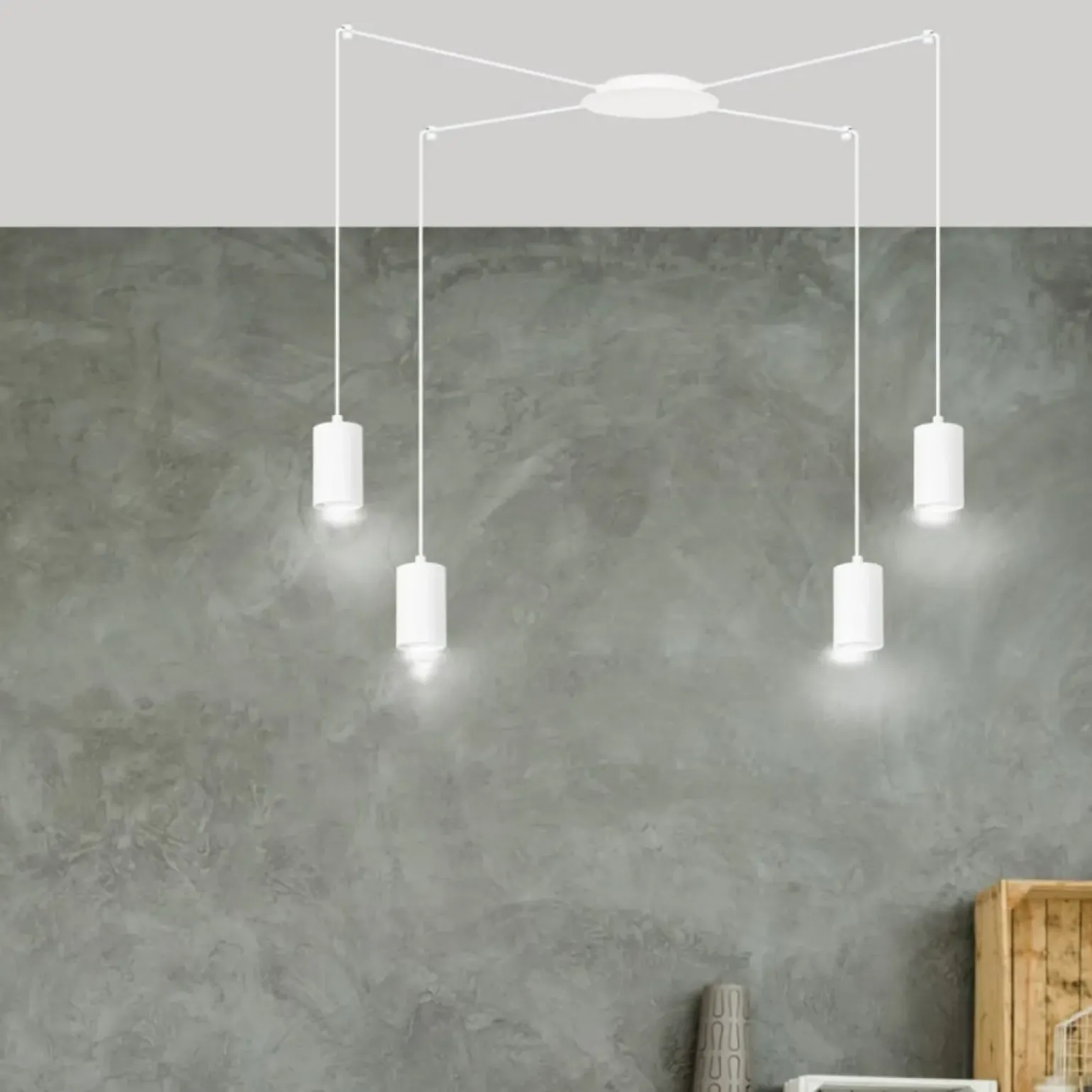 Best Sale Biała lampa wisząca z czterema źródłami światła 525/4 | Kaja Żyrandole Nowoczesne