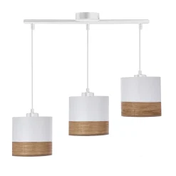Sklep Kaja Biała lampa wisząca z drewnianym motywem 33-21649 PORTO | Kaja