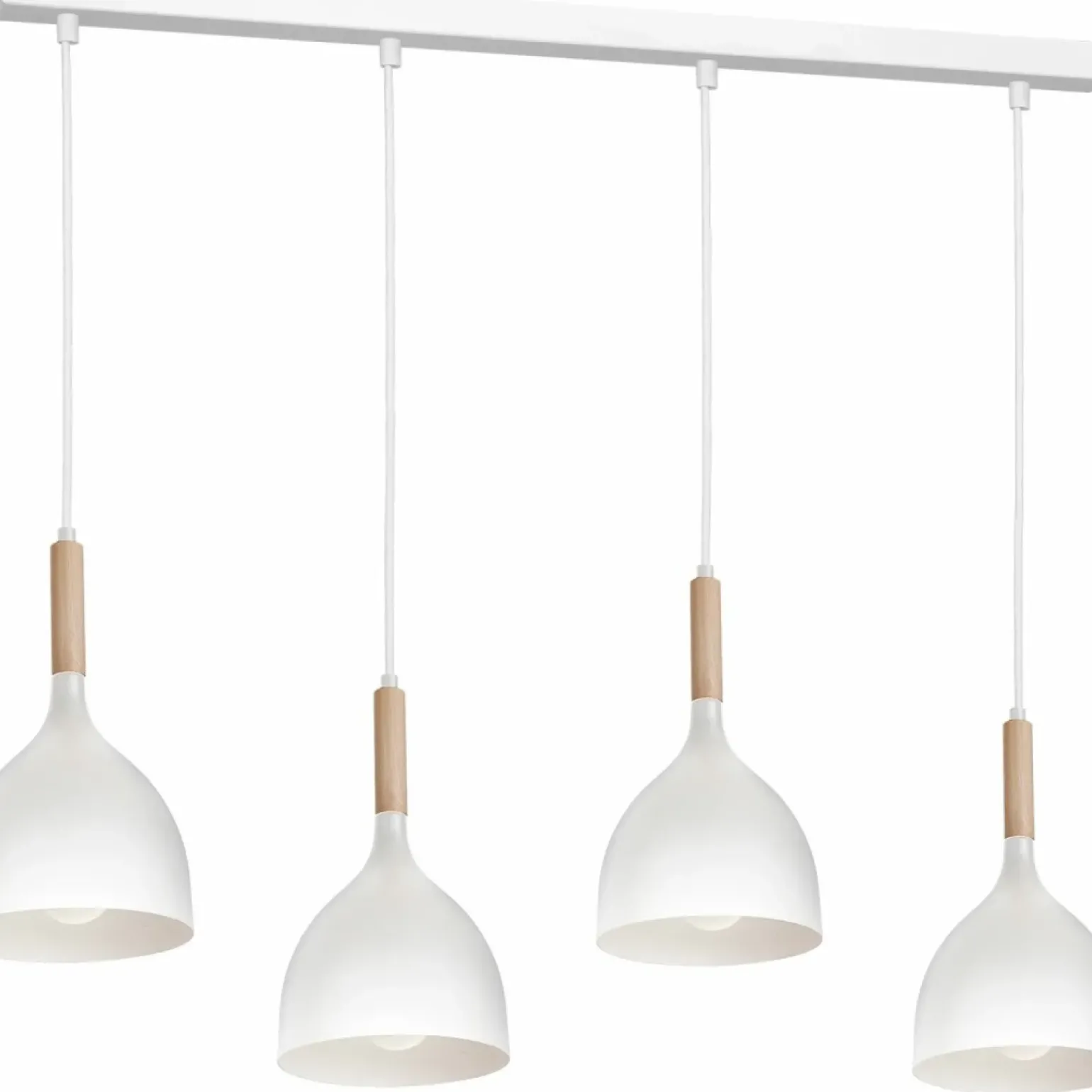 Cheap Biała lampa wisząca z drewnem, cztery klosze LX 3710 z serii NOAK WOOD Żyrandole Nowoczesne