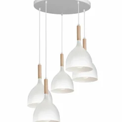 Clearance Biała lampa wisząca z drewnianym zdobieniem LX 3712 z serii NOAK WOOD Żyrandole Nowoczesne