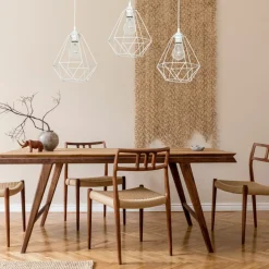 Best Sale Biała lampa wisząca z drucianymi kloszami MLP7213 BASKET | Kaja Żyrandole Nowoczesne