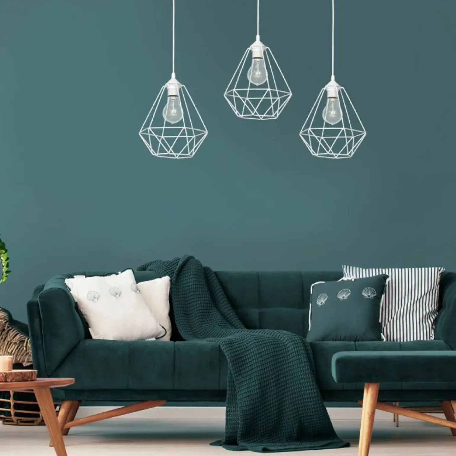 Best Sale Biała lampa wisząca z drucianymi kloszami MLP7213 BASKET | Kaja Żyrandole Nowoczesne