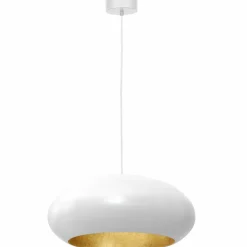 Best Biała lampa wisząca, ze złotym wnętrzem LX 1677 z serii COMPO | Kaja Żyrandole Nowoczesne