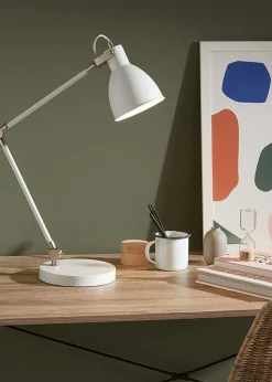 Sklep Kaja Biała lampka biurkowa z regulowanym ramieniem 107738 | Kaja
