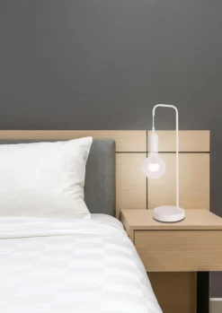 Sklep Kaja Biała lampka stołowa odkryta żarówka LEDEA 50501193 LAREN | Kaja