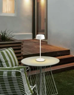 Sklep Kaja Biała lampka stołowa wewnętrza / zewnętrzna AZ5334 GILBERTO | Kaja