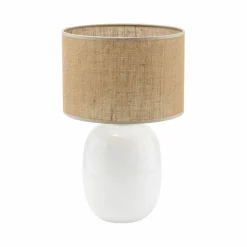 Sklep Kaja Biała lampka stołowa z abażurem z juty TK 5984 MELODY WHITE | Kaja