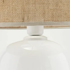 Sklep Kaja Biała lampka stołowa z abażurem z juty TK 5984 MELODY WHITE | Kaja