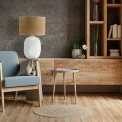 Sklep Kaja Biała lampka stołowa z abażurem z juty TK 5984 MELODY WHITE | Kaja