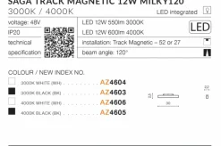 Sklep Kaja Biała listwa LED do szyny 1-fazowej magnetycznej AZ4606 SAGA | Kaja