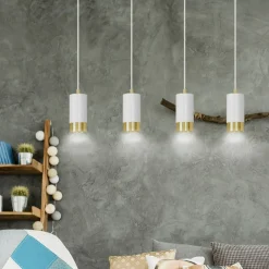 Clearance Biała listwa sufitowa z lampami wiszącymi 815/4 | Kaja Oświetlenie Żyrandole Nowoczesne