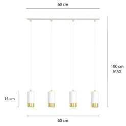 Clearance Biała listwa sufitowa z lampami wiszącymi 815/4 | Kaja Oświetlenie Żyrandole Nowoczesne