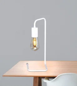 Sklep Kaja Biała, prosta, nowoczesna lampka stołowa K-4044 PEKA | Kaja