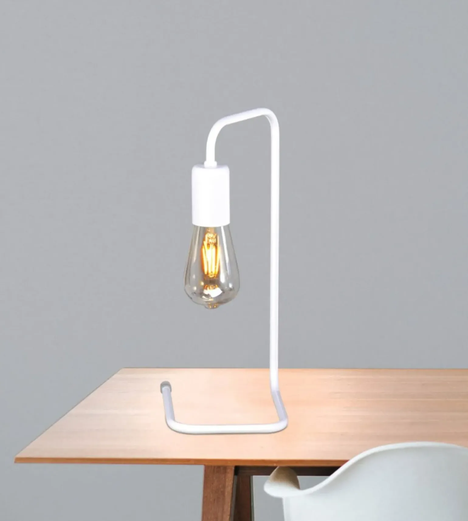 Sklep Kaja Biała, prosta, nowoczesna lampka stołowa K-4044 PEKA | Kaja