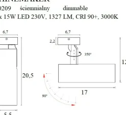 Sklep Kaja Biała, ruchoma oprawa natynkowa LED MX C0209 SHINEMAKER | Kaja