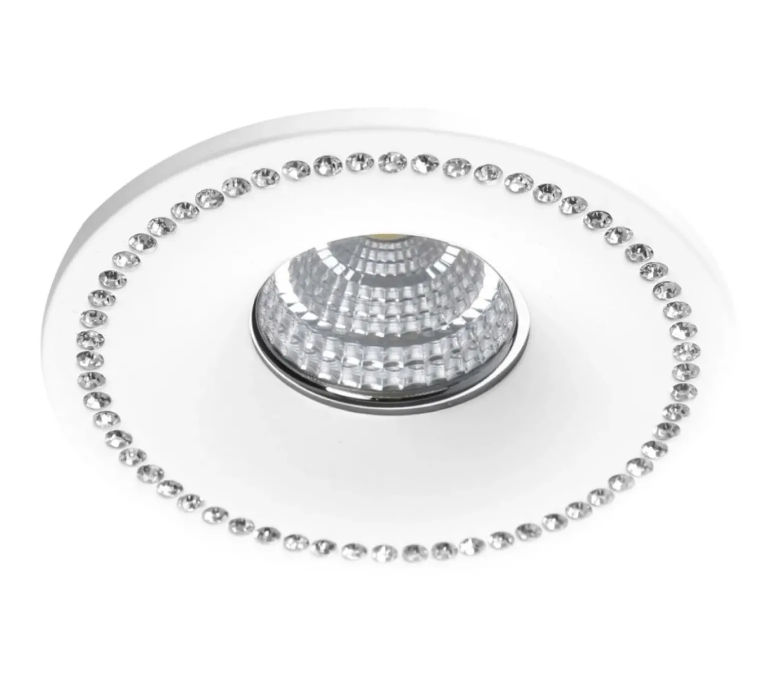 Sklep Kaja Białe oczko wpustowe wysadzane kryształkami AZ1473 SIMON | Kaja