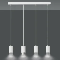 Flash Sale Biało srebrna lampa wisząca nad stół w jadalni 814/4 | Kaja Żyrandole Nowoczesne