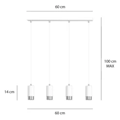 Flash Sale Biało srebrna lampa wisząca nad stół w jadalni 814/4 | Kaja Żyrandole Nowoczesne