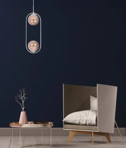 Best Sale Biało-bursztynowa lampa wisząca z dwoma kloszami K-5305 z serii ARLENA Żyrandole Nowoczesne