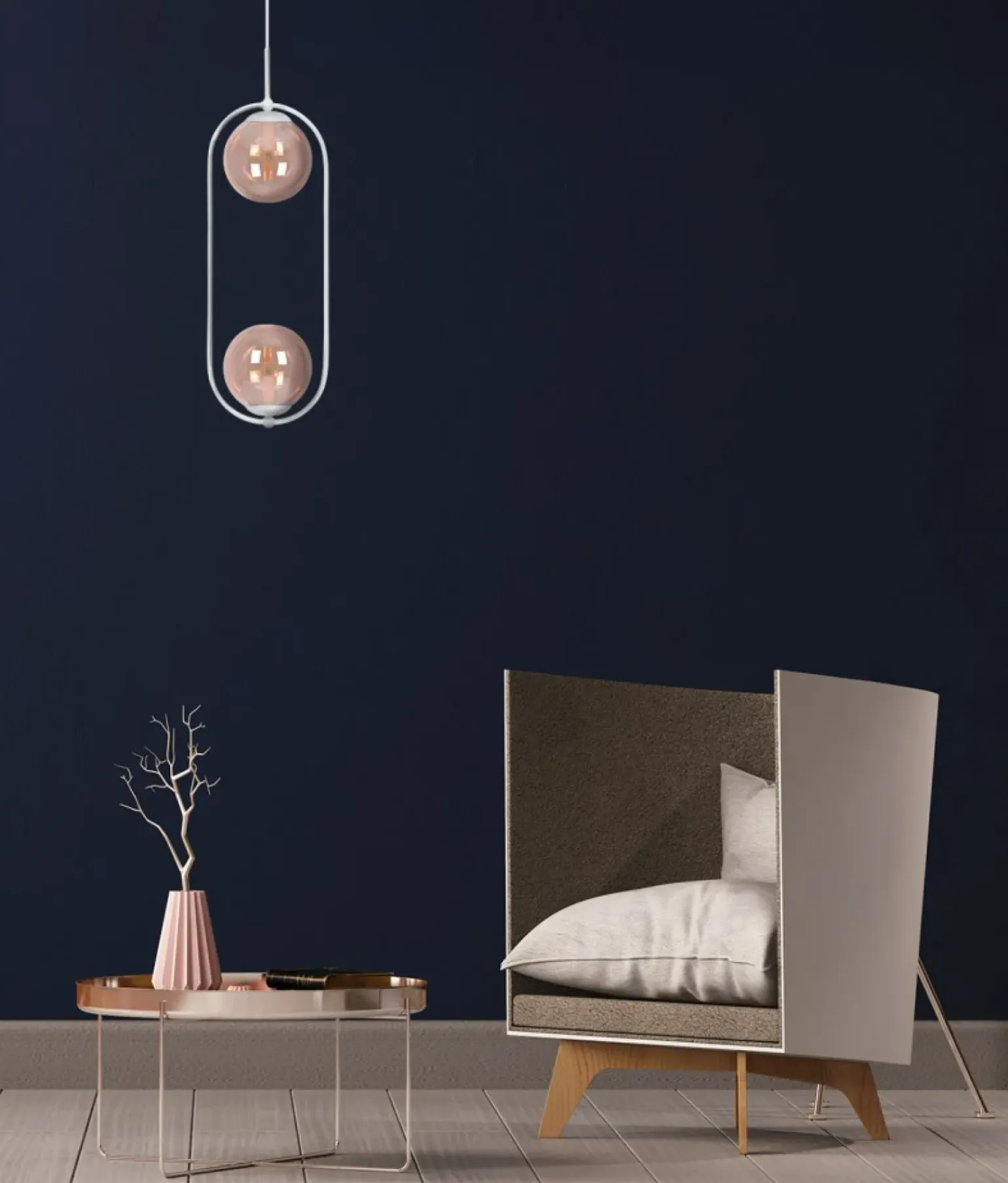 Best Sale Biało-bursztynowa lampa wisząca z dwoma kloszami K-5305 z serii ARLENA Żyrandole Nowoczesne