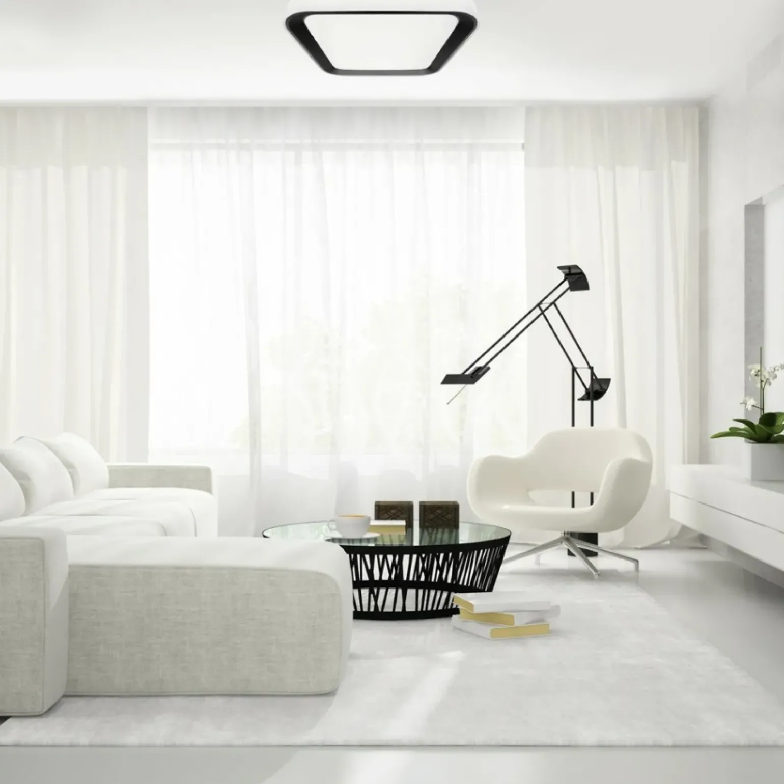 Sklep Kaja Biało-czarny plafon do korytarza, wbudowany LED ML7932 z serii QUADRO | Kaja Ośw