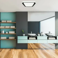 Sklep Kaja Biało-czarny plafon do korytarza, wbudowany LED ML7932 z serii QUADRO | Kaja Ośw